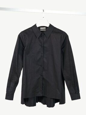 Co SS18 Black Cotton Poplin Pleated-Back Shirt